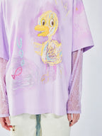 手描きダックレースのレイヤードTシャツ