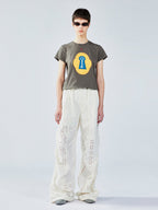 Surreal design key appliqué T-shirt