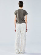 Surreal design key appliqué T-shirt
