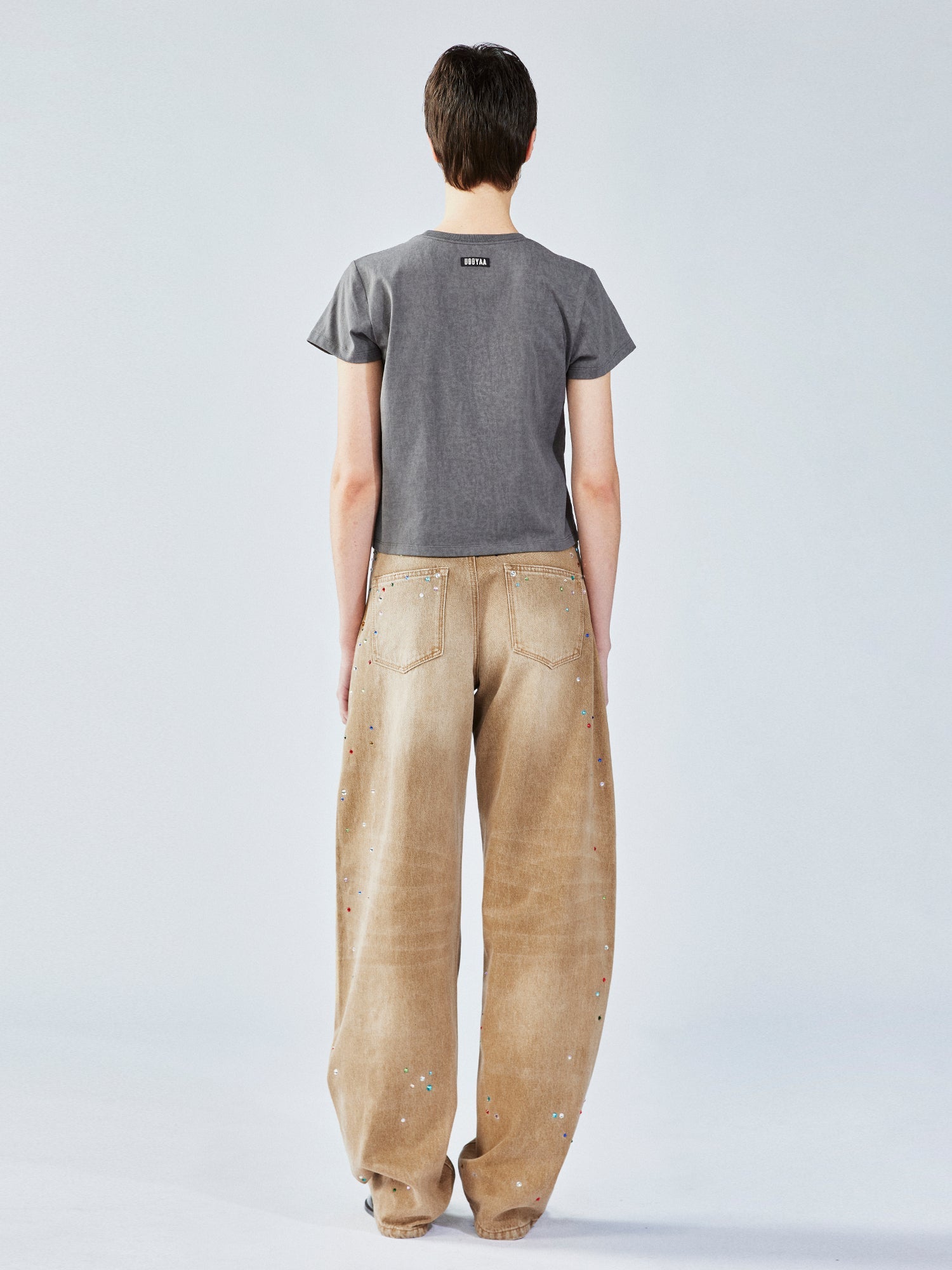 Moody girl print rhinestone T-shirt