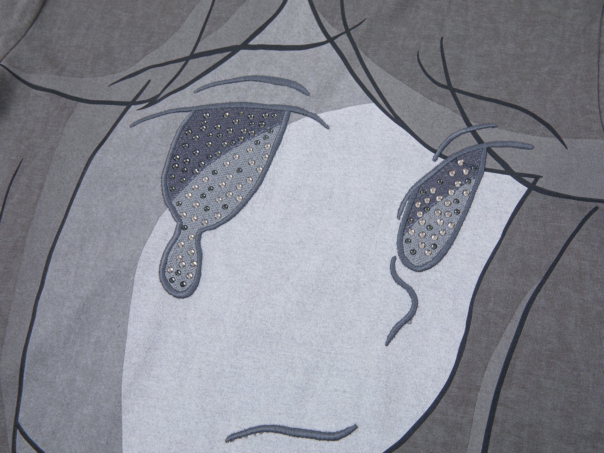 Moody girl print rhinestone T-shirt