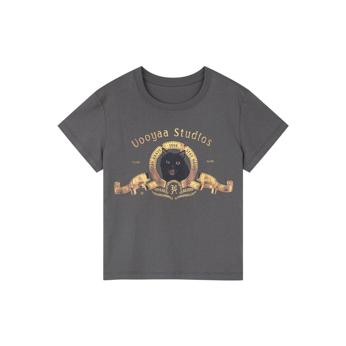 レトロなメタリック映画猫Tシャツ