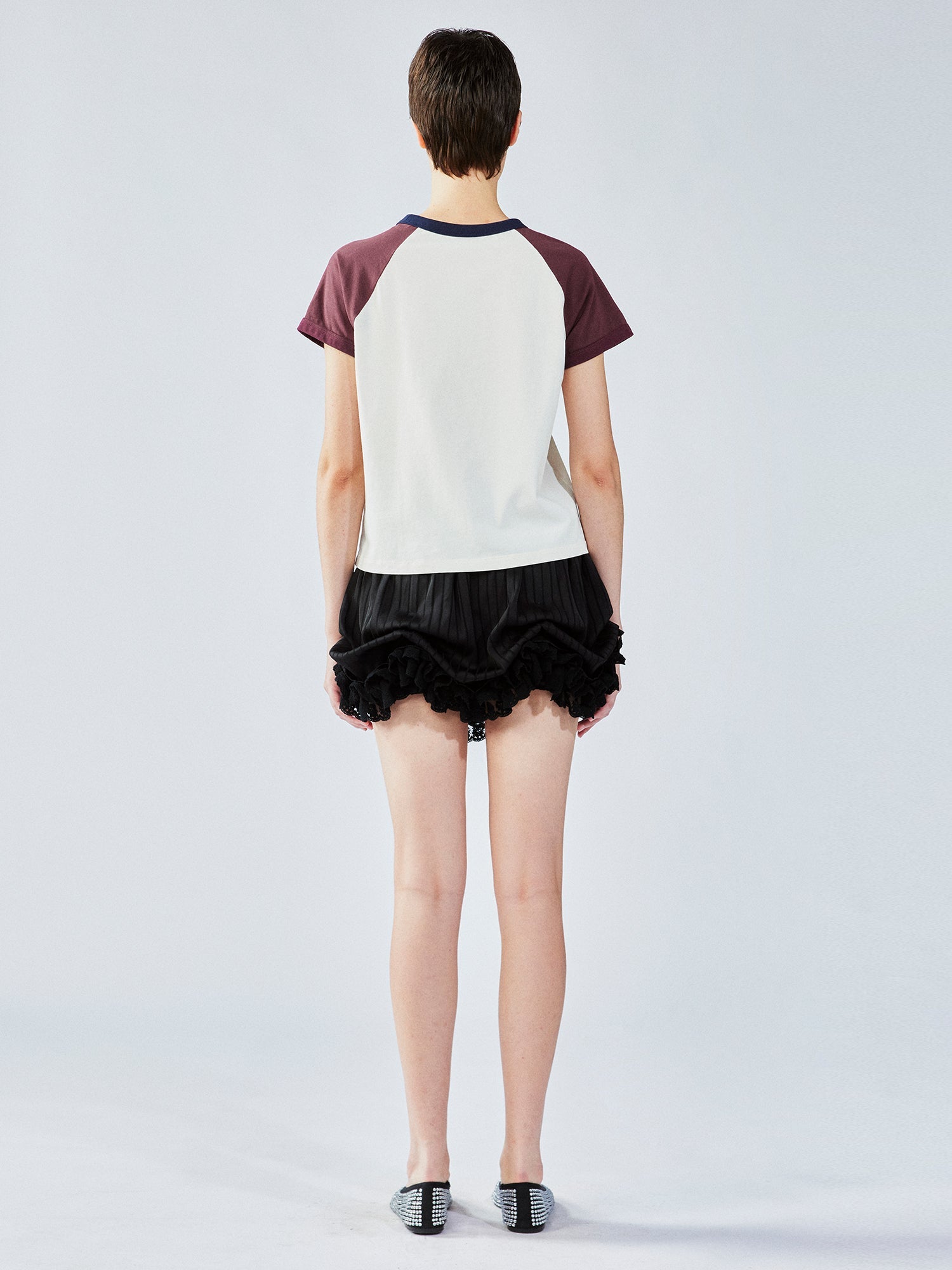 Apple worm felt appliqué raglan tee