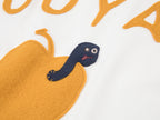 アップルワームのフェルトアップリケラグランTシャツ