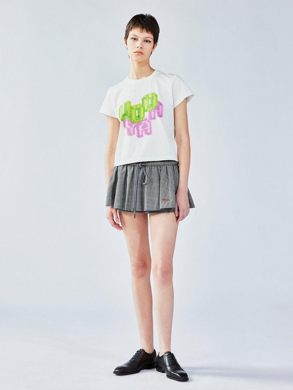 3DピクセルロゴプリントTシャツ
