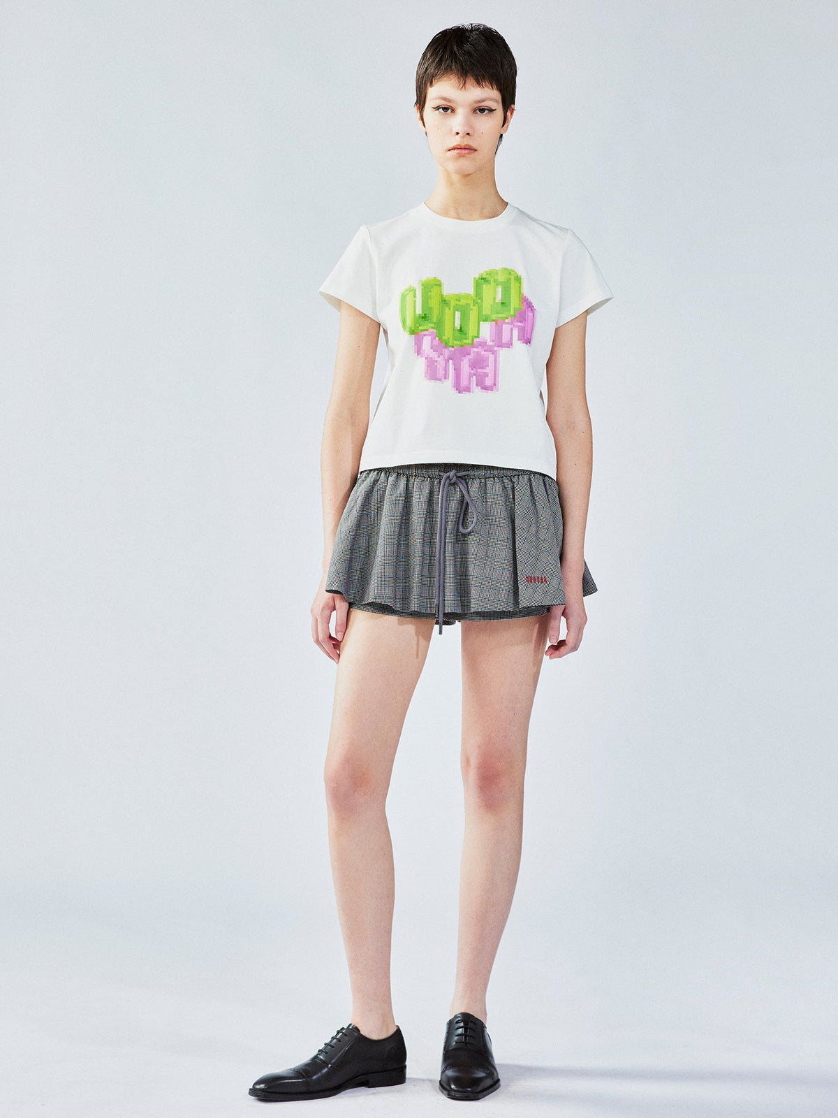 3DピクセルロゴプリントTシャツ