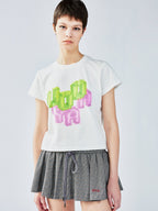 3DピクセルロゴプリントTシャツ