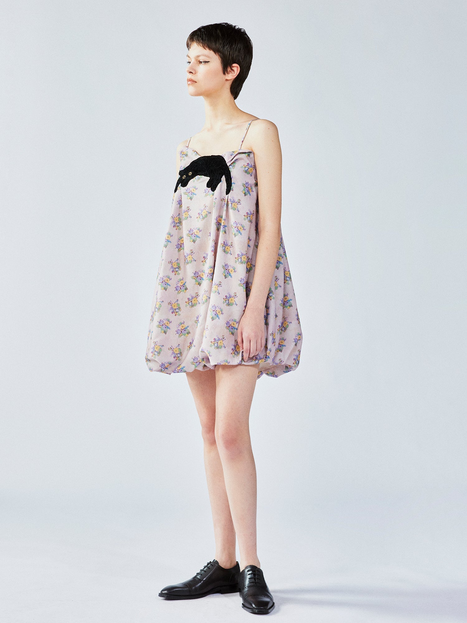 Cat scratch bedspread embroidery bubble slip dress