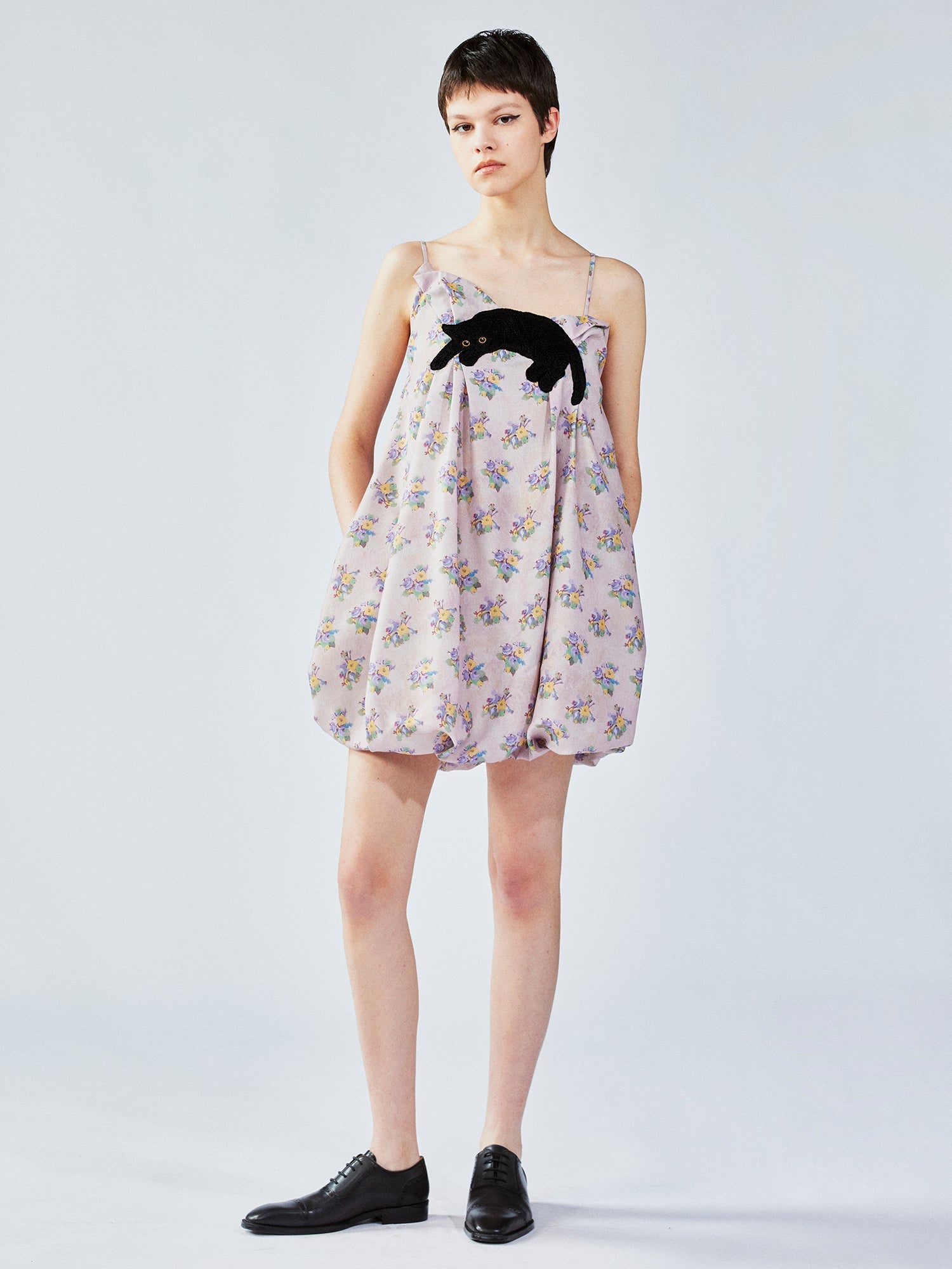 Cat scratch bedspread embroidery bubble slip dress