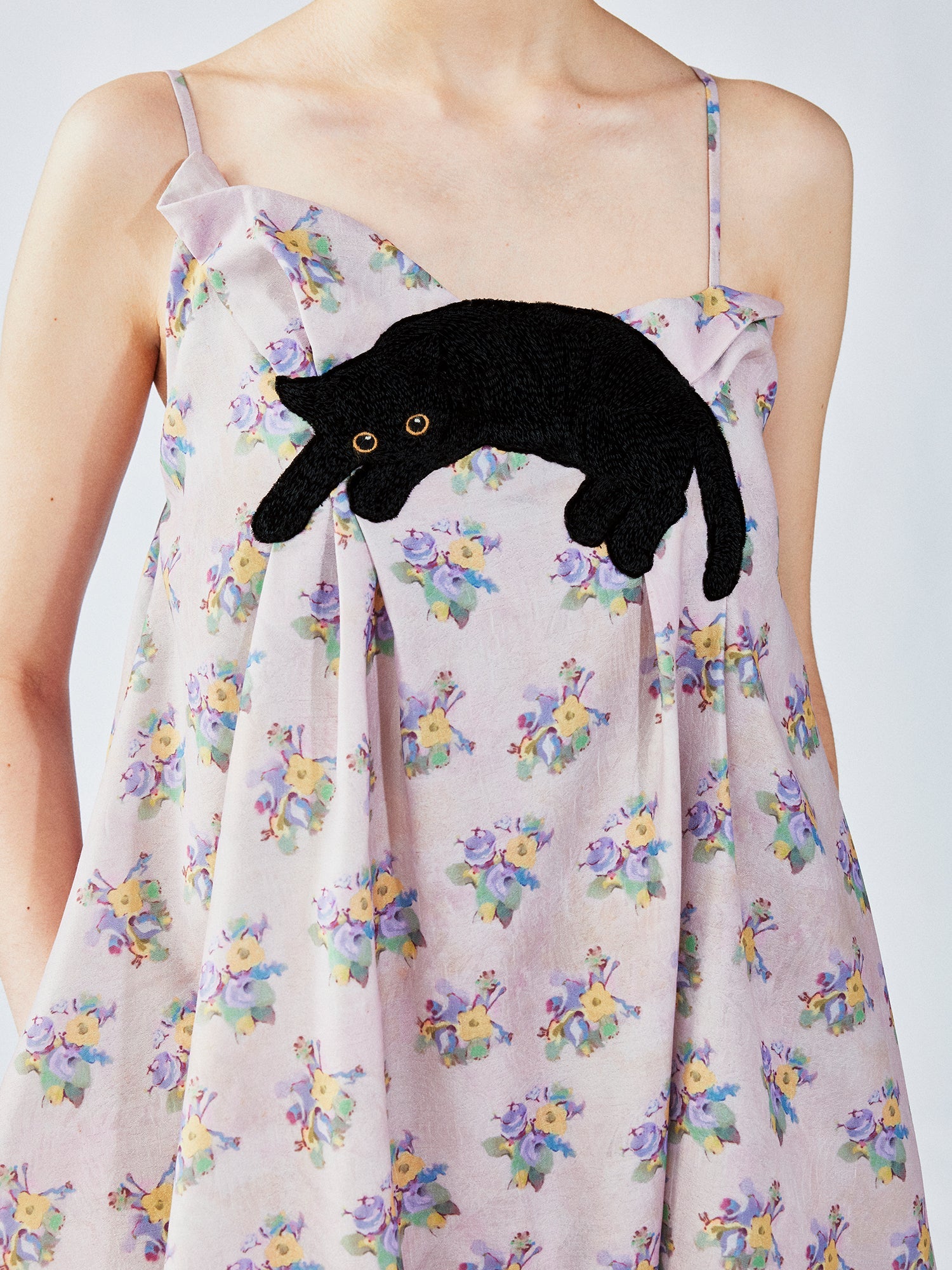 Cat scratch bedspread embroidery bubble slip dress