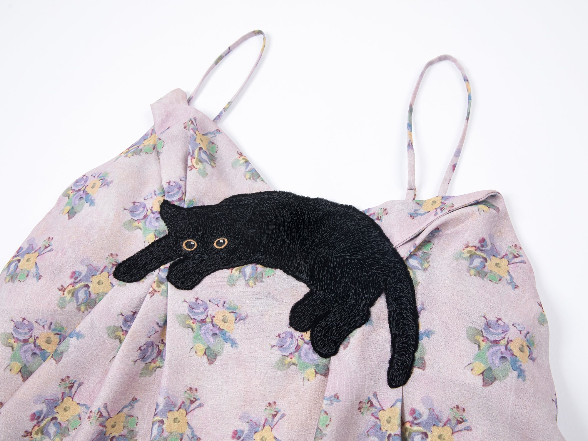 Cat scratch bedspread embroidery bubble slip dress