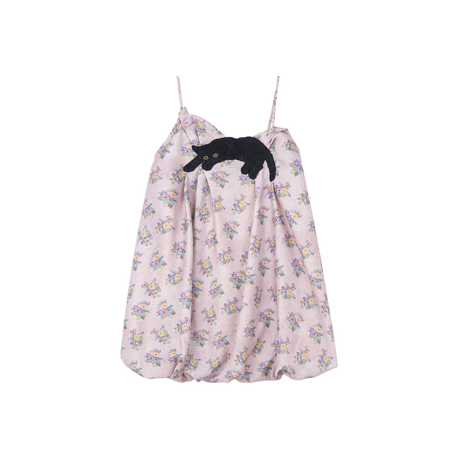 Cat scratch bedspread embroidery bubble slip dress