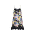 Lace slip dress with cat illustration
