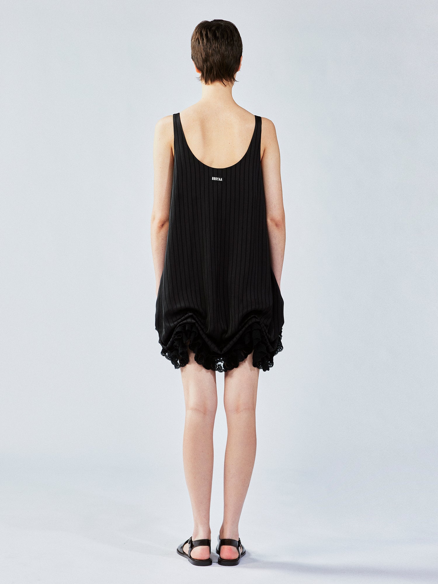 Satin bubble-hem dress