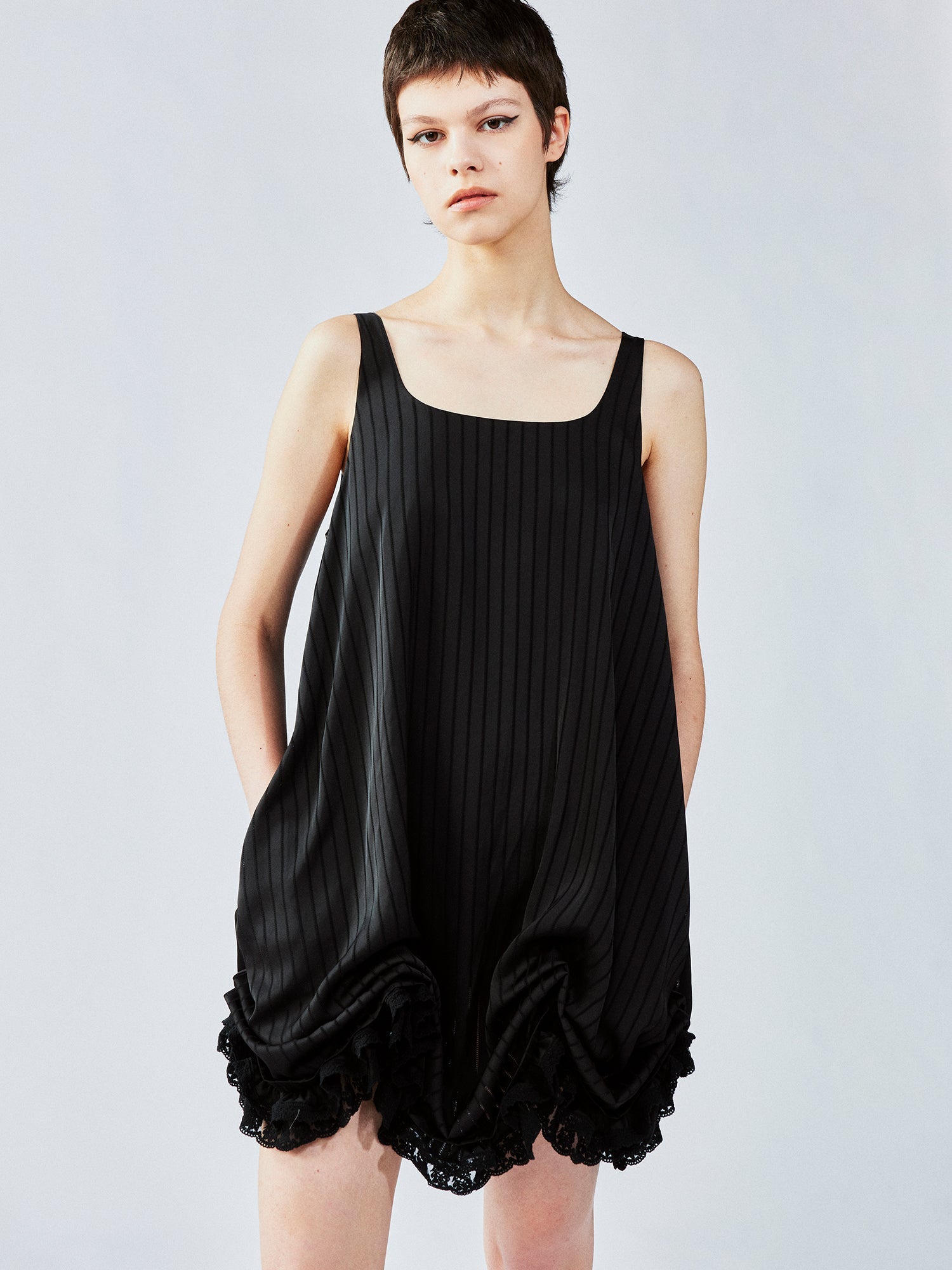 Satin bubble-hem dress