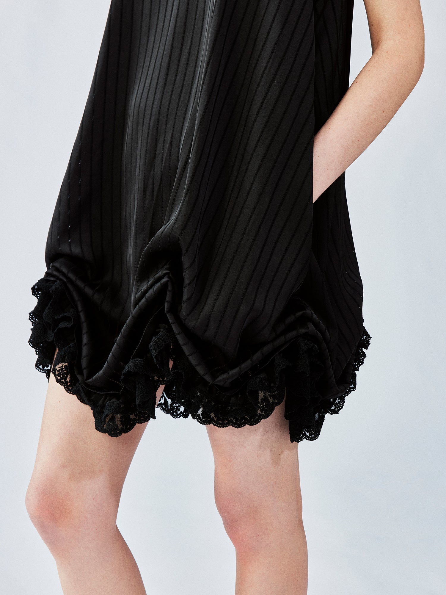 Satin bubble-hem dress