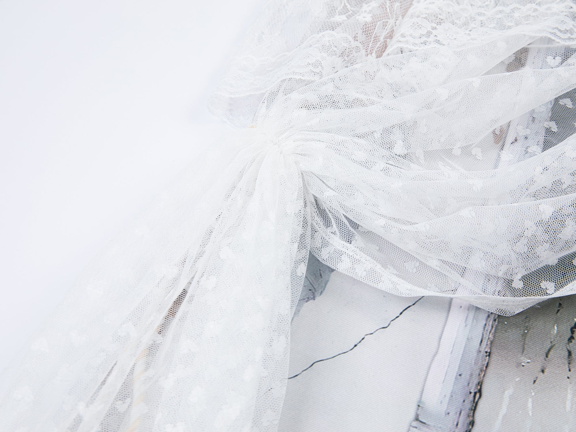 Satin & lace window scene print slip dress