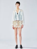 Vintage wallpaper-inspired floral lace shorts
