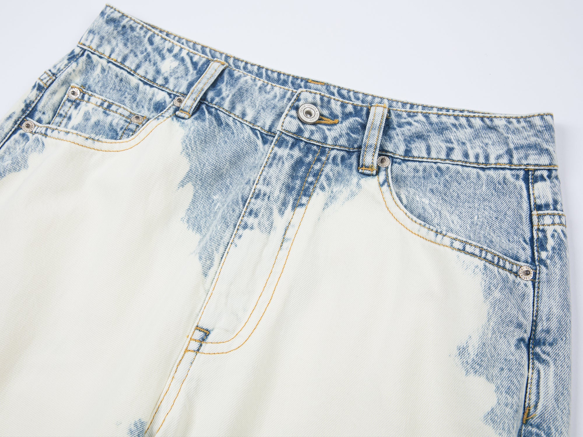 Faded wash distressed straight jeans