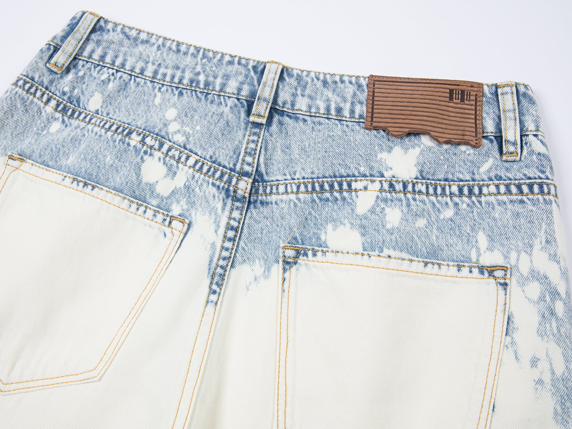 Faded wash distressed straight jeans