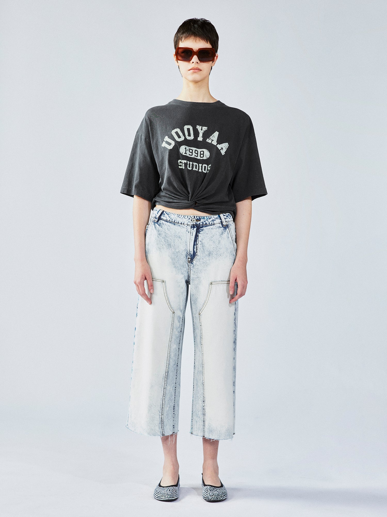 Tie-dye wash cropped cargo pants