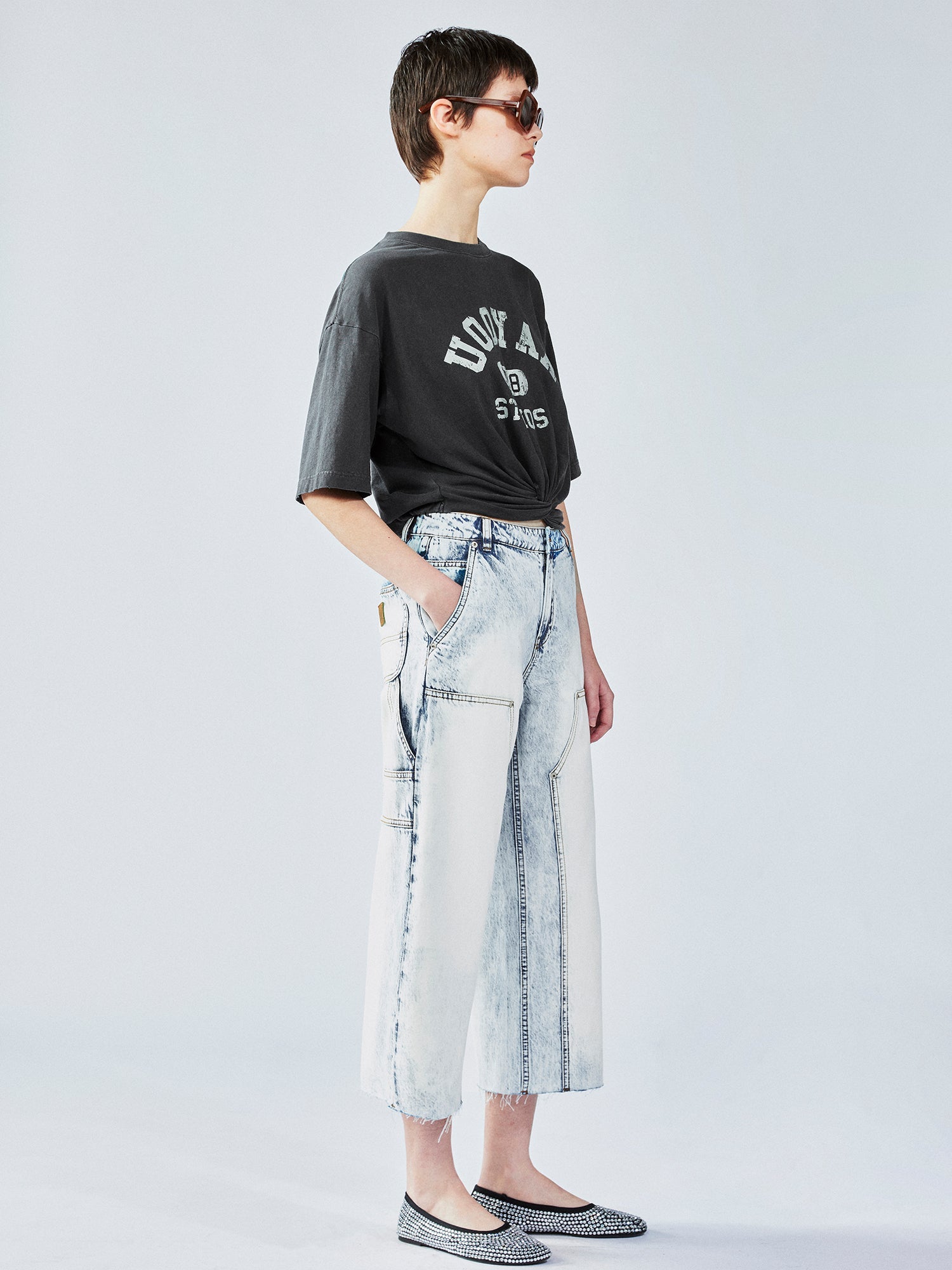Tie-dye wash cropped cargo pants