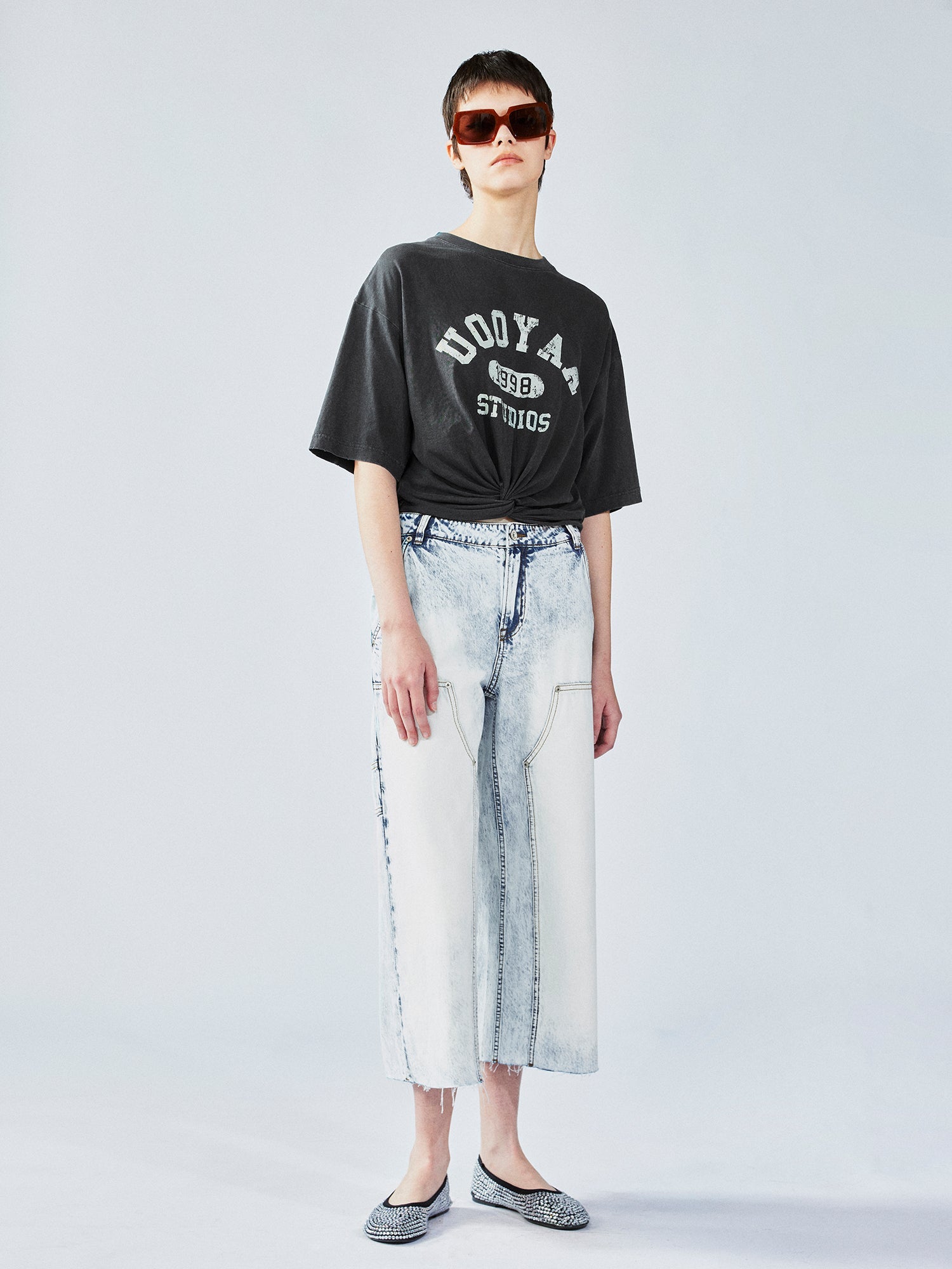 Tie-dye wash cropped cargo pants