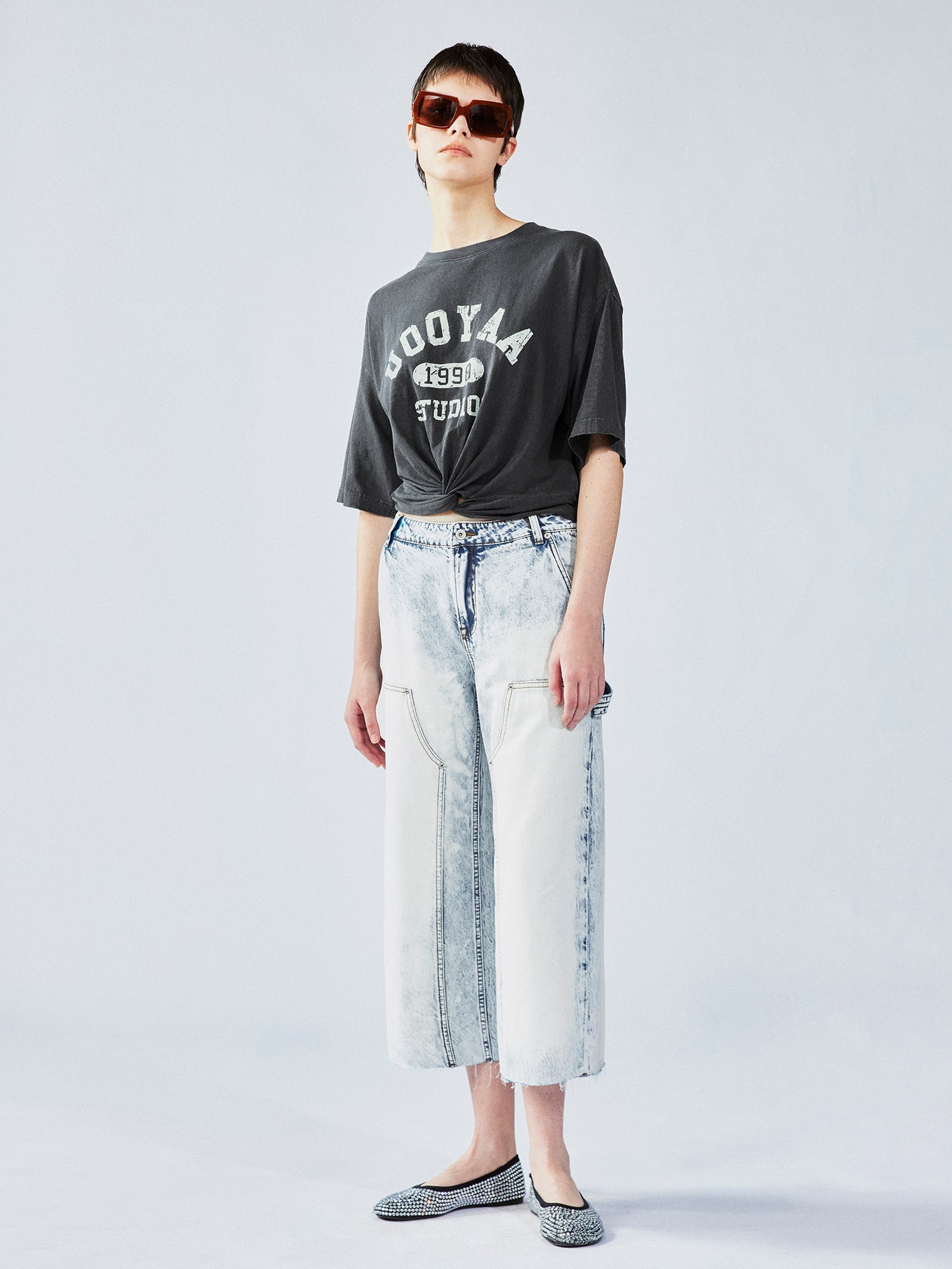 Tie-dye wash cropped cargo pants