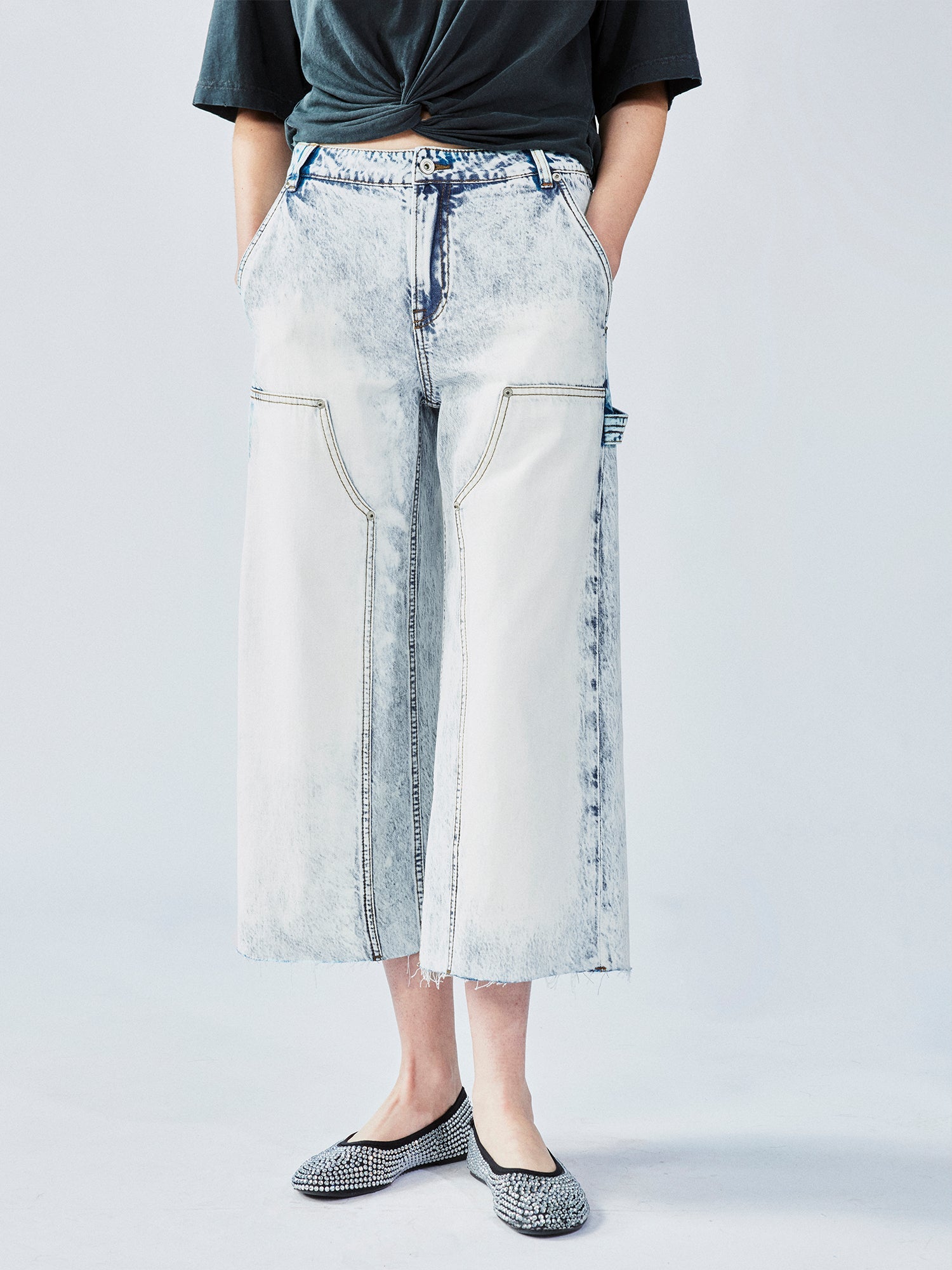 Tie-dye wash cropped cargo pants