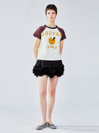 Satin bubble-hem skort