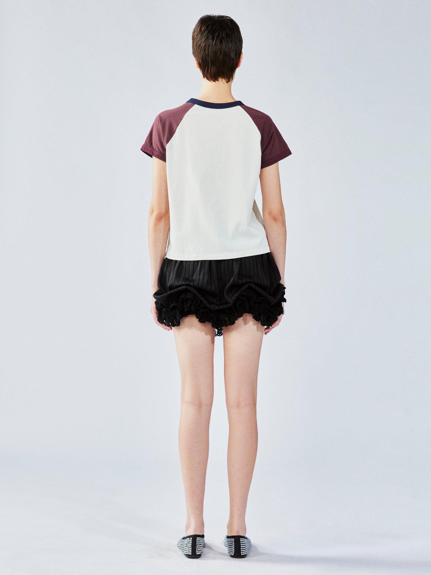Satin bubble-hem skort