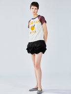 Satin bubble-hem skort
