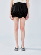 Satin bubble-hem skort