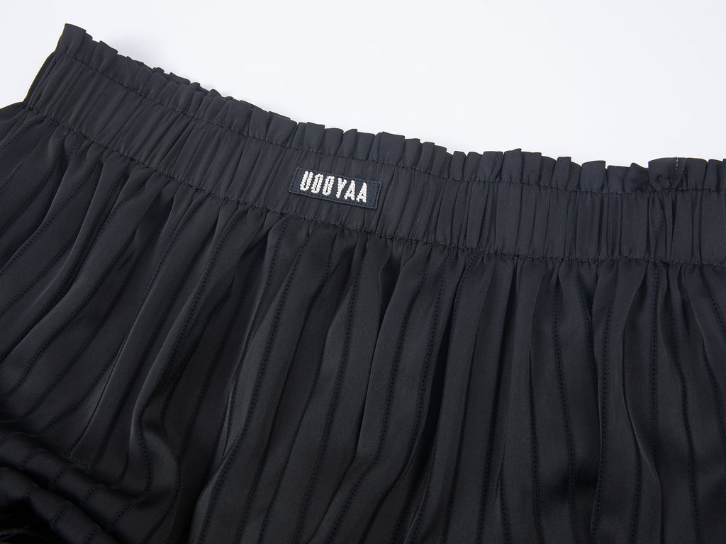 Satin bubble-hem skort
