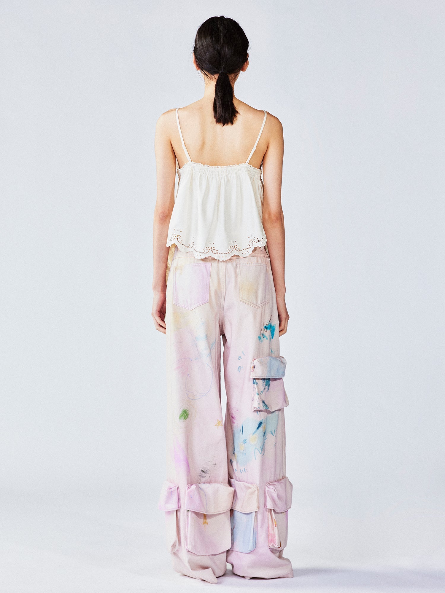 Tiered lace jacquard camisole