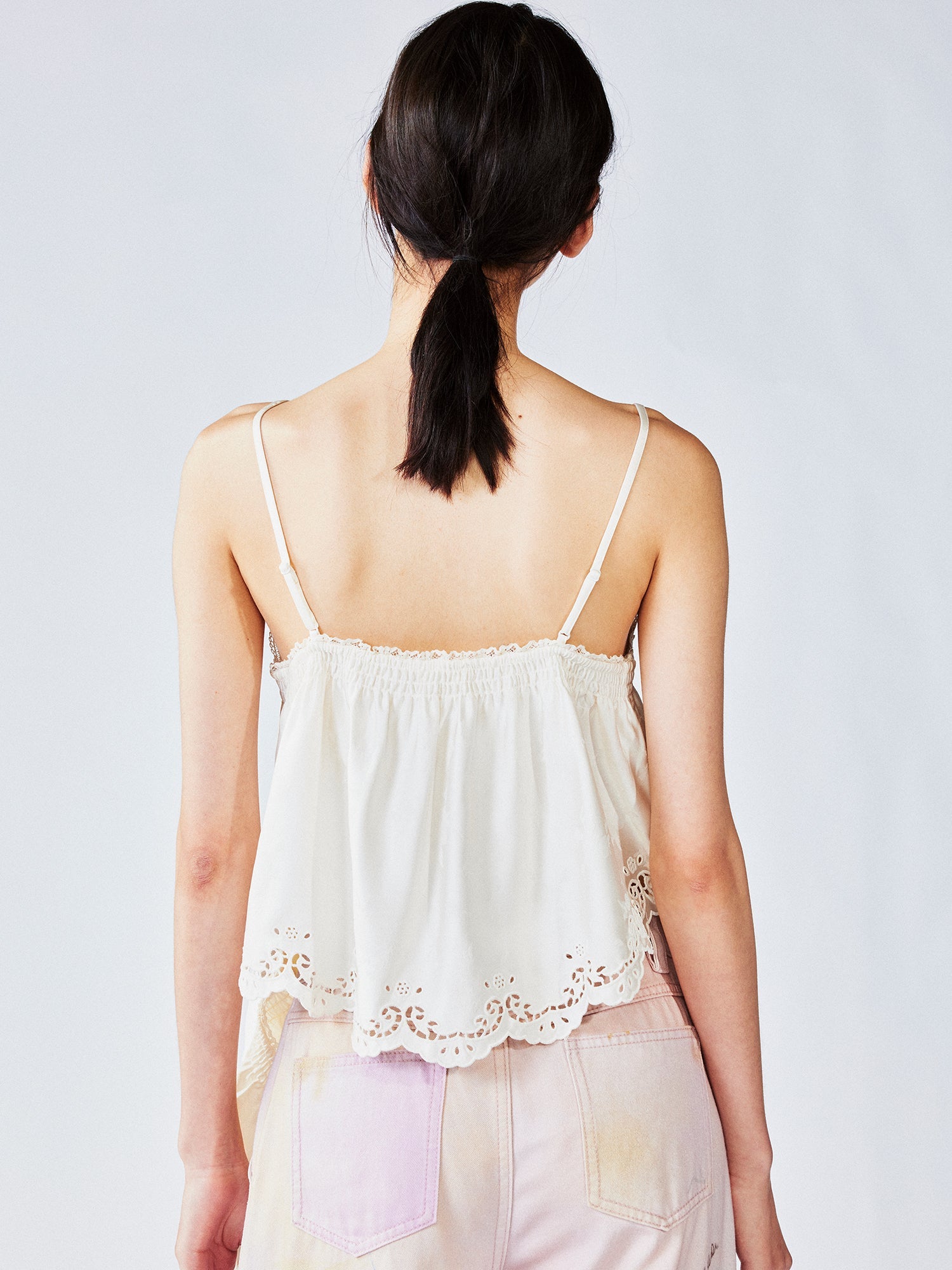 Tiered lace jacquard camisole