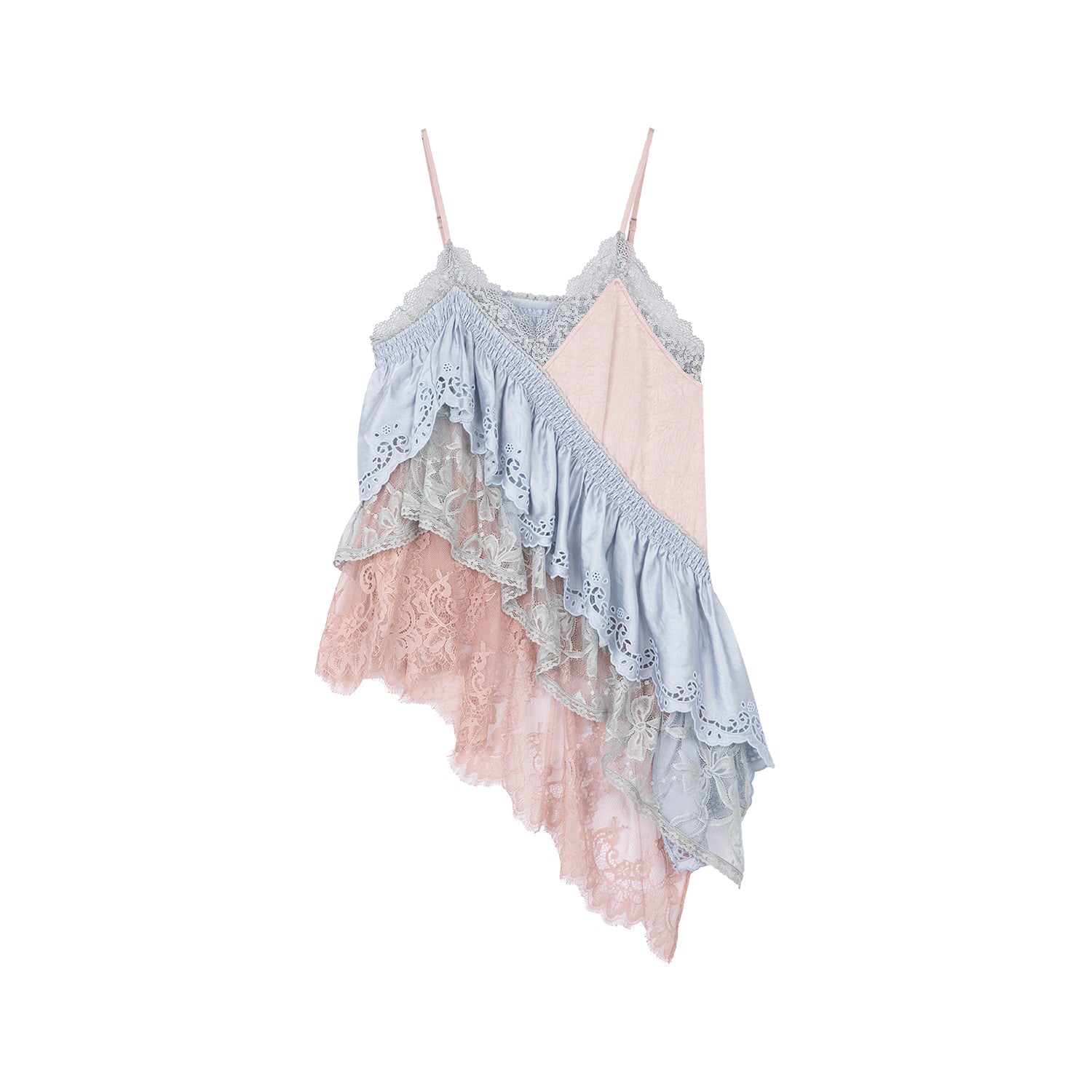 Colorblock tiered lace camisole