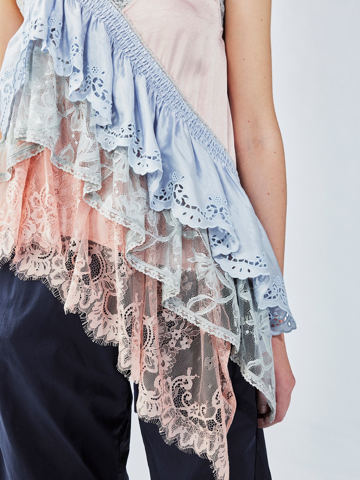 Colorblock tiered lace camisole