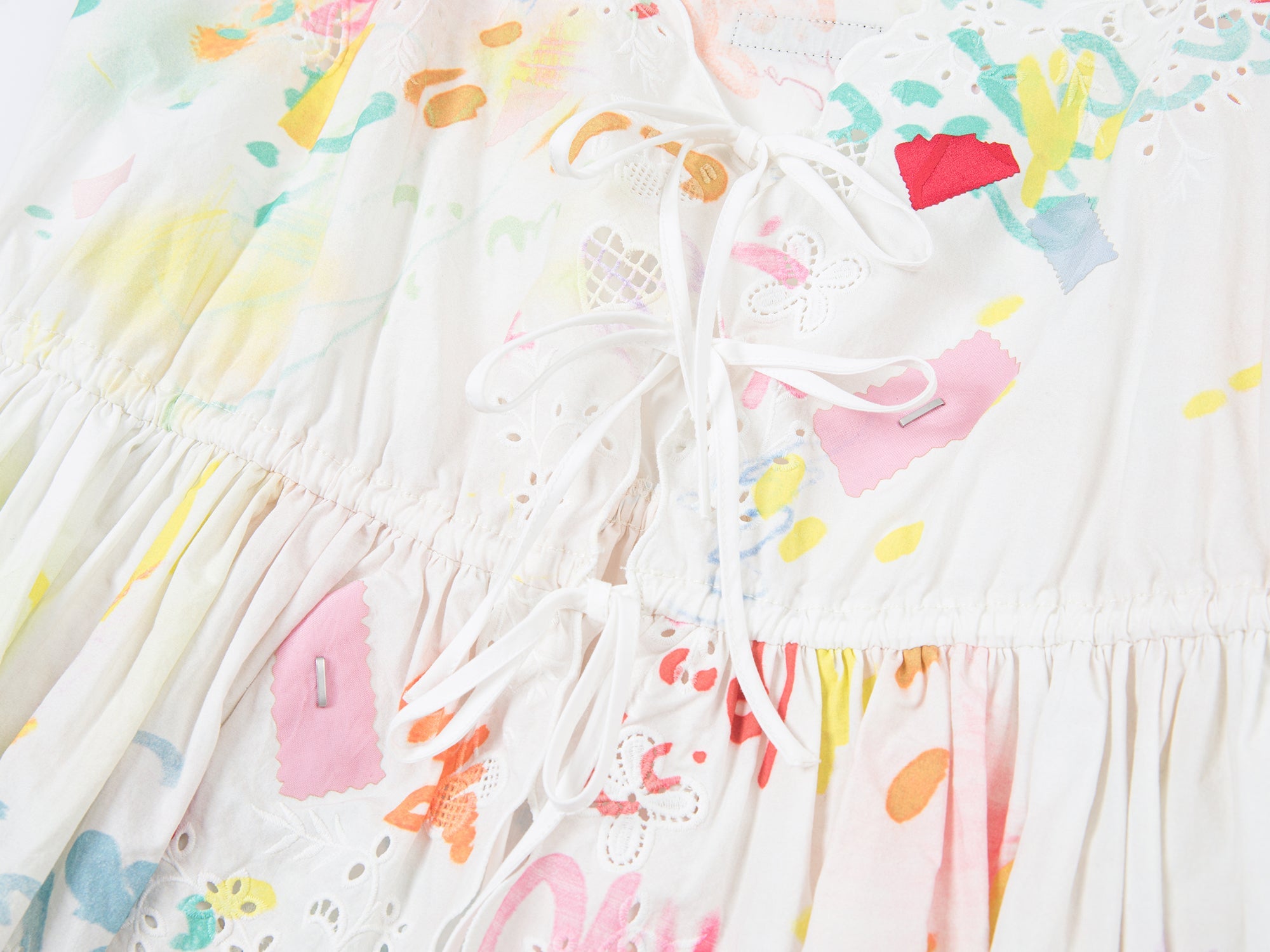 Graffiti ruffle tie-strap camisole