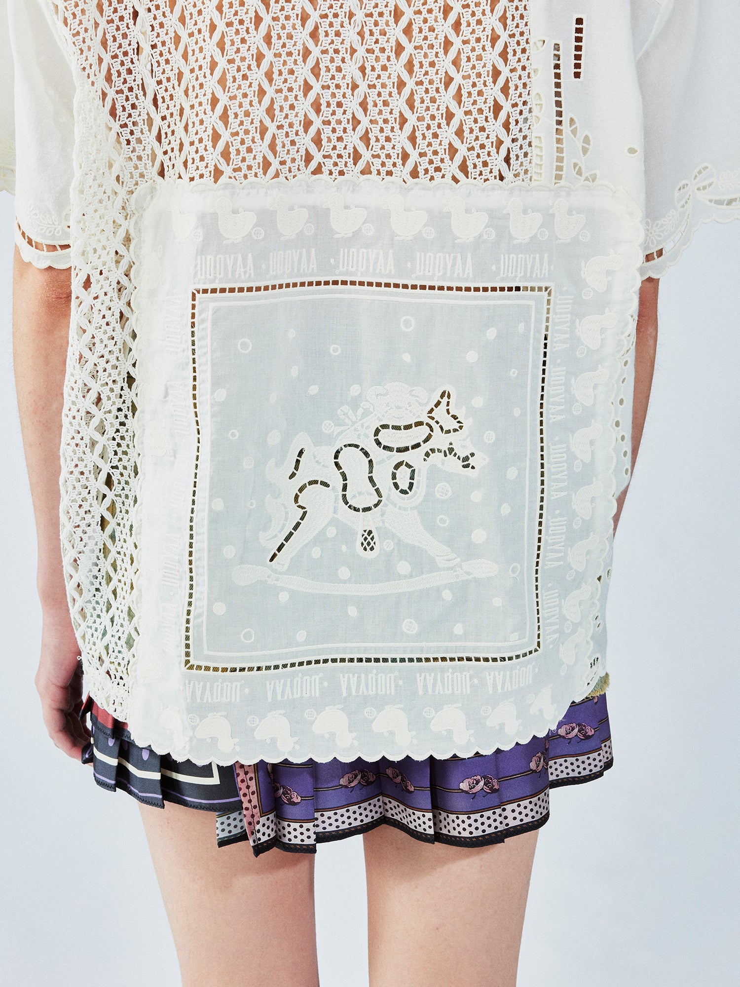 Cutwork embroidery patchwork shirt
