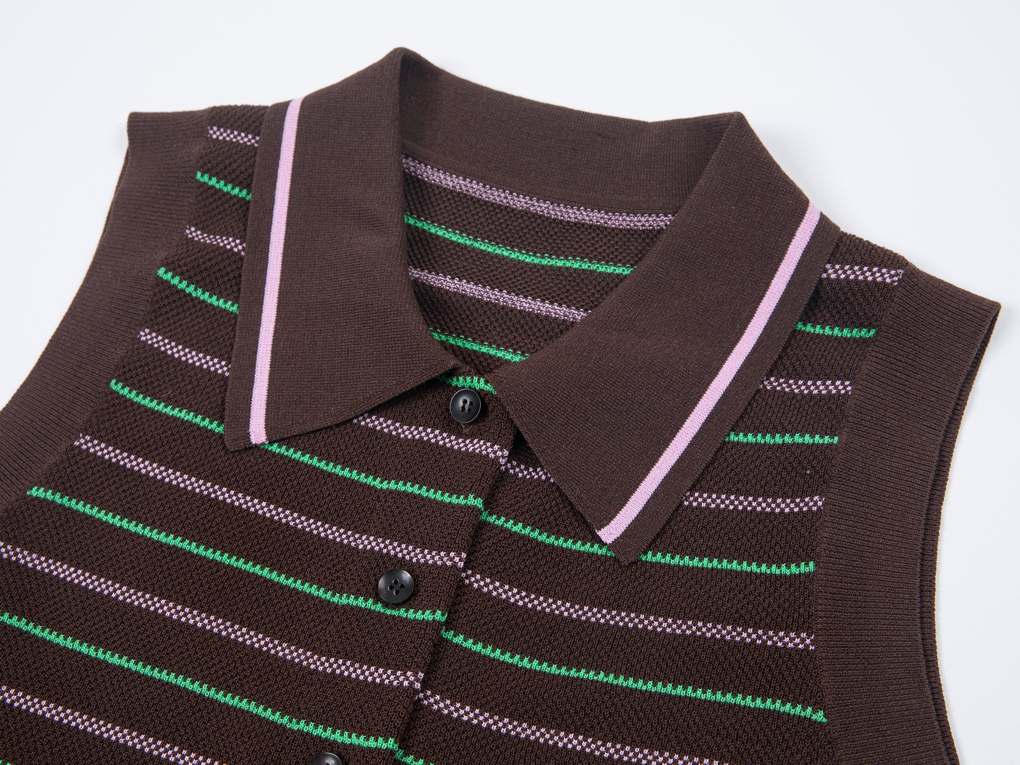 Striped knit polo vest
