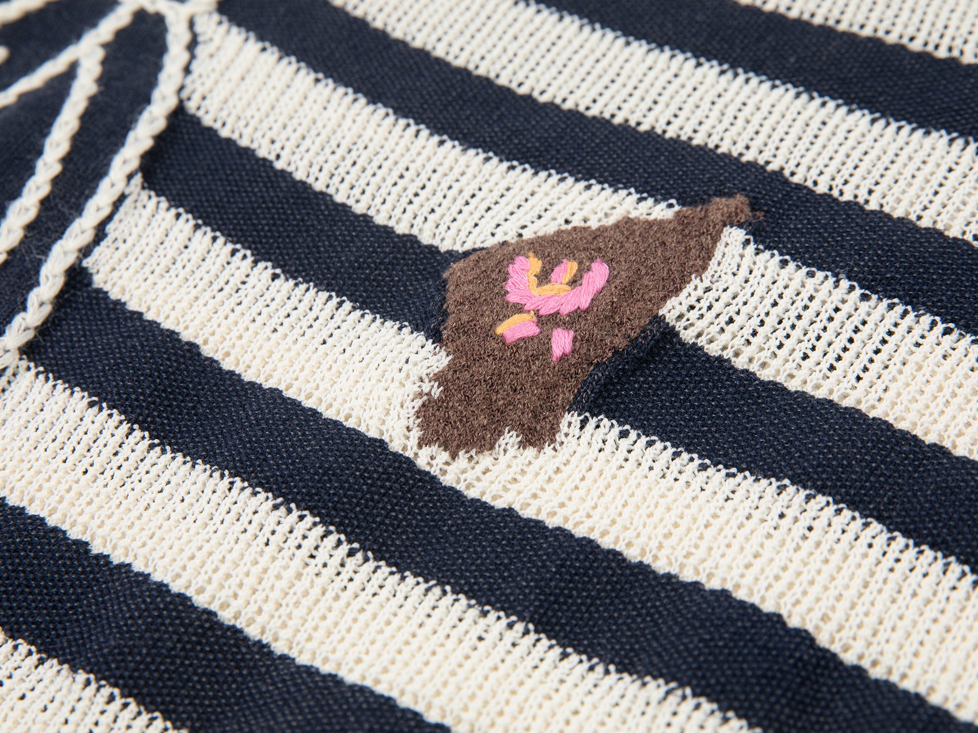 Patchwork Remake striped sailor collar knit tee