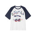 花柄パッチワークのチェリープリントラグランTシャツ