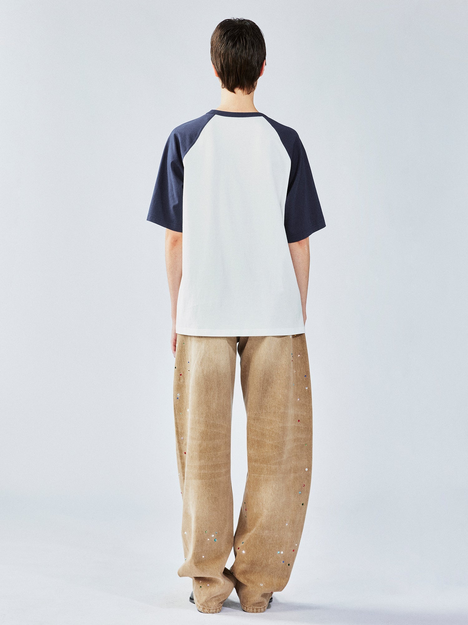 Cherry print raglan tee with floral patchwork