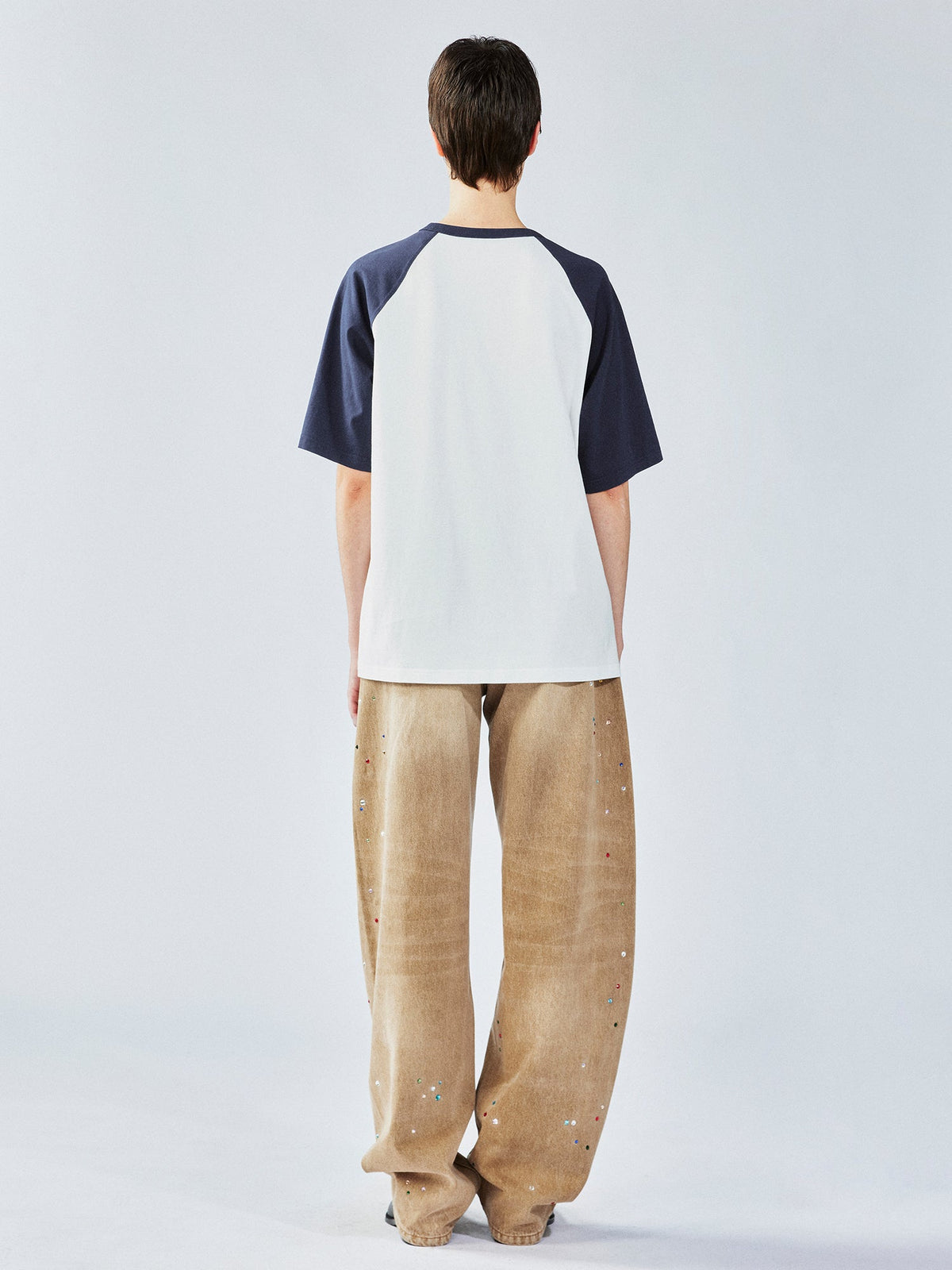 花柄パッチワークのチェリープリントラグランTシャツ