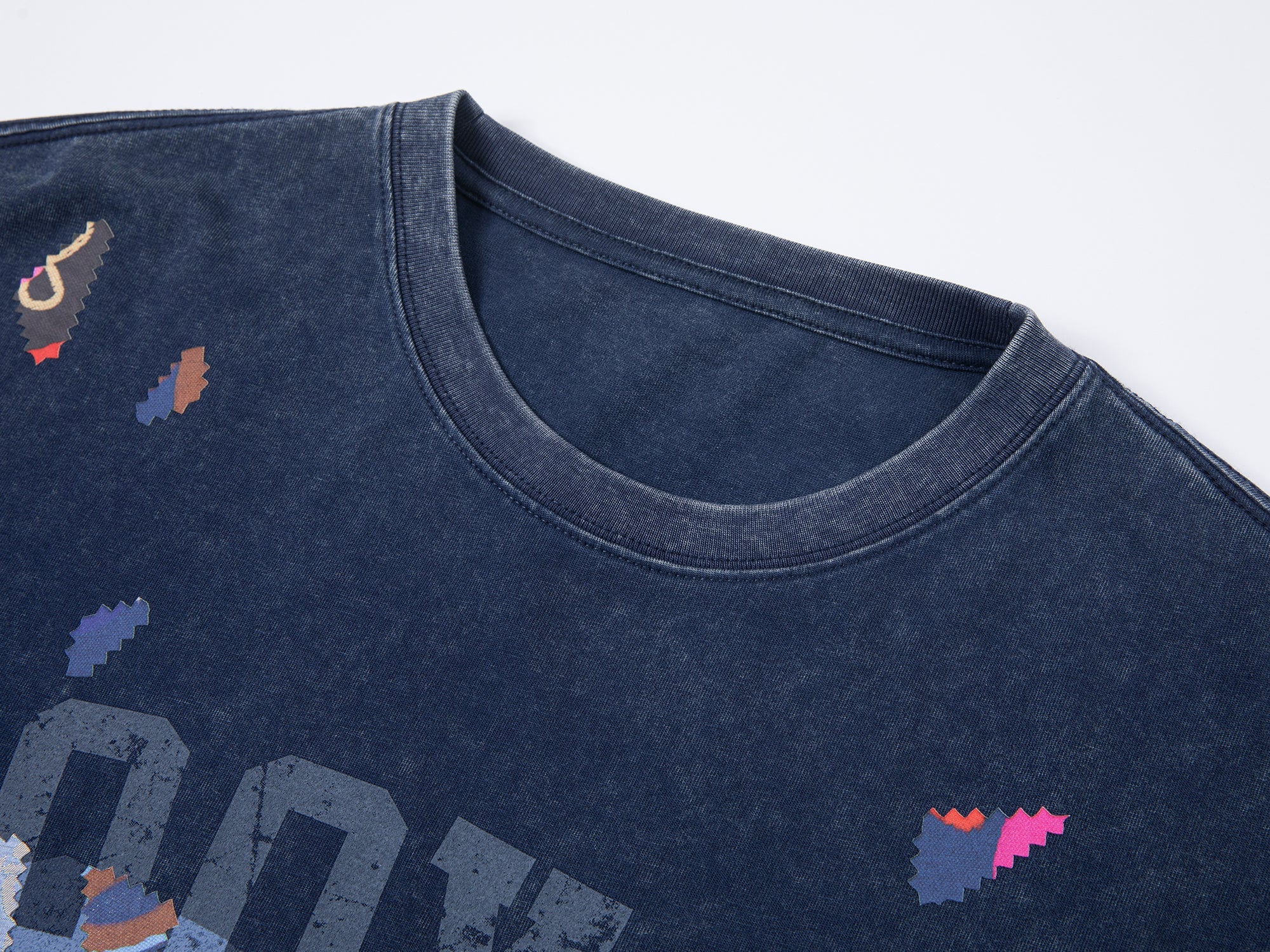 College tee with floral patchwork