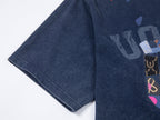 花柄パッチワークのカレッジTシャツ