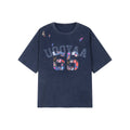 花柄パッチワークのカレッジTシャツ