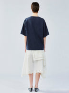 花柄パッチワークのカレッジTシャツ