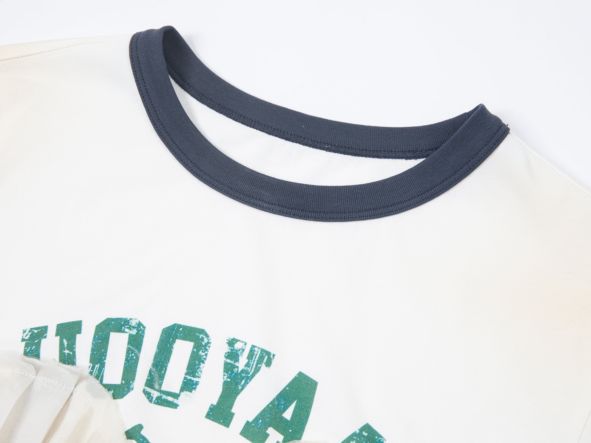 Ruffle-trim college pullover